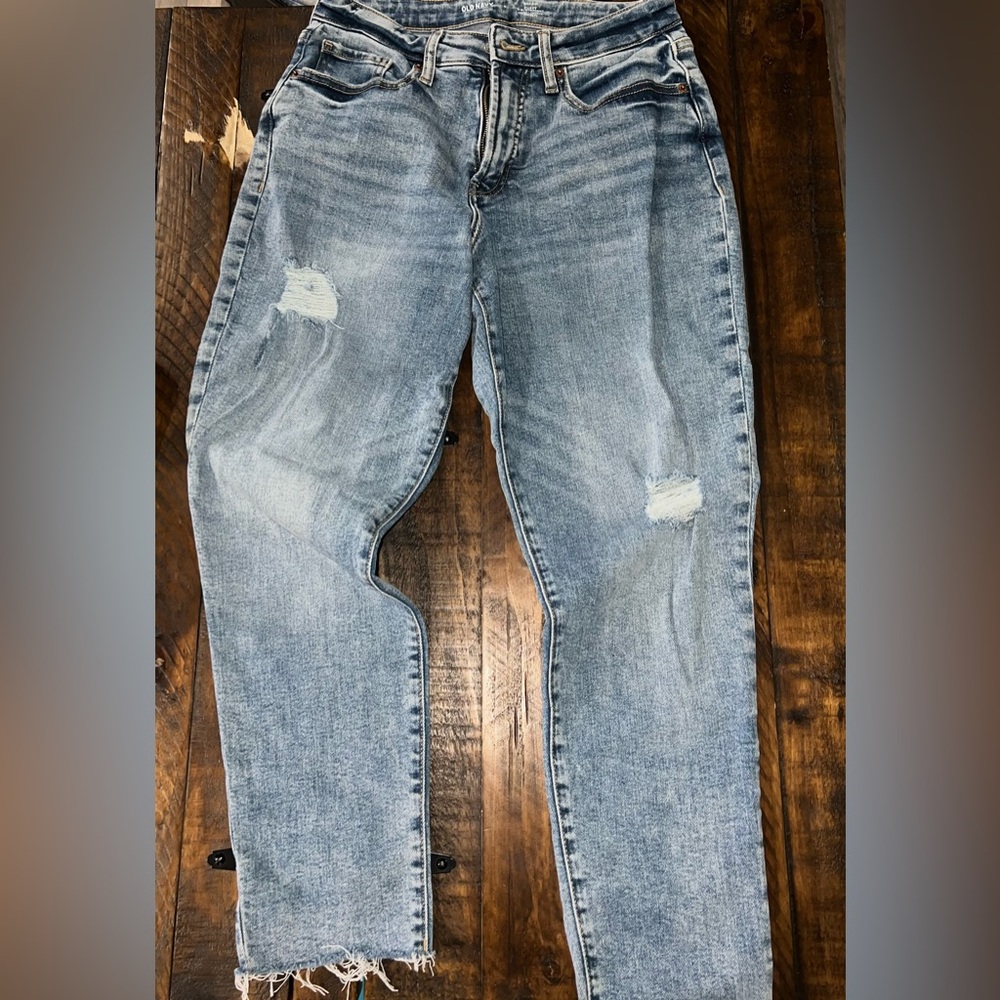Old Navy Blue Relaxed Fit Jeans with Distressed Details